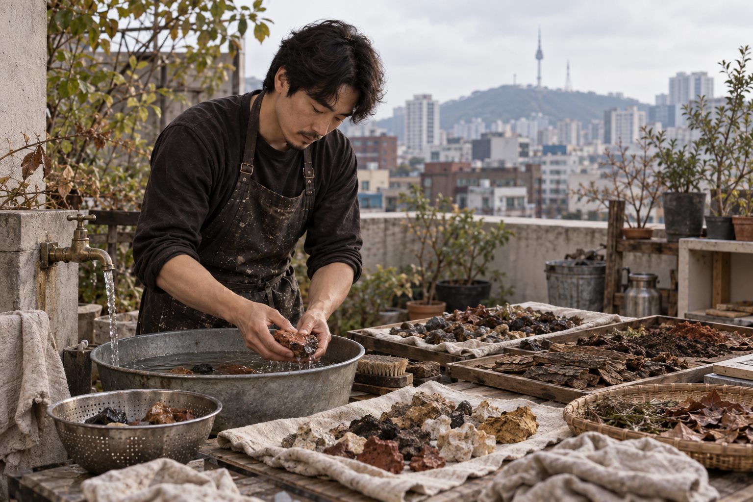 정제된 고운 안료 가루
